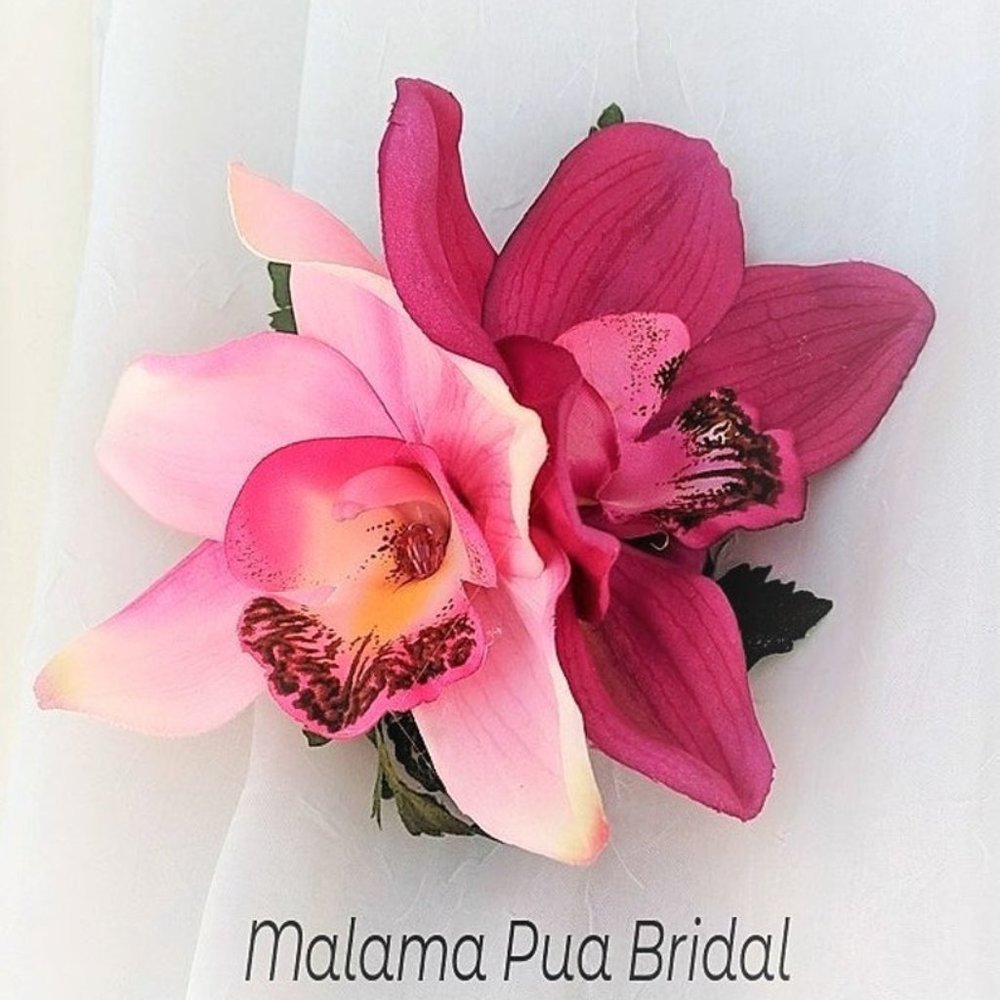 Hawaiian Silk Orchid Hair Clip - Picture 4 of 9